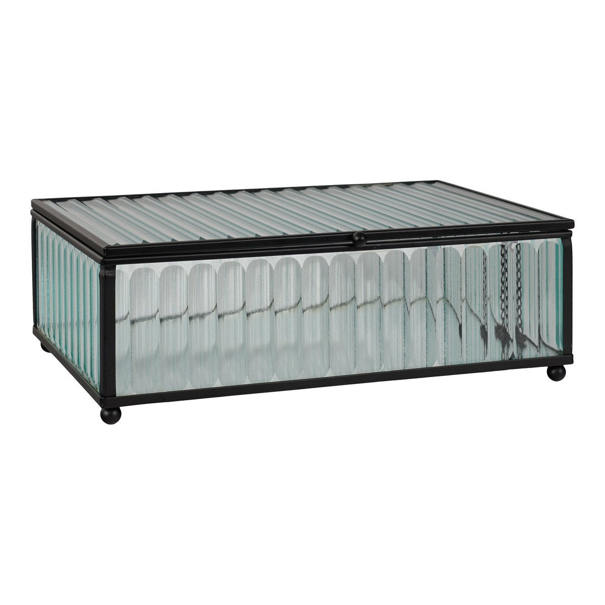 Scatola Portaoggetti Santorini, Grigio, Vetro, 13x20x7 cm, Seven Design