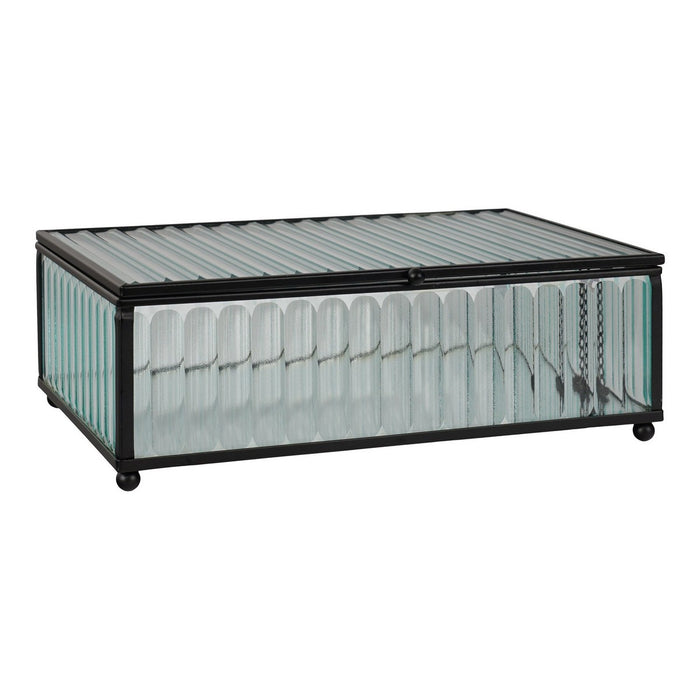 Scatola Portaoggetti Santorini, Grigio, Vetro, 13x20x7 cm, Seven Design