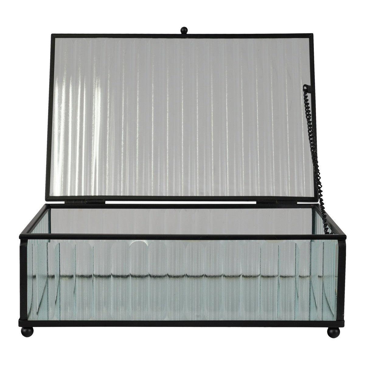 Scatola Portaoggetti Santorini, Grigio, Vetro, 13x20x7 cm, Seven Design