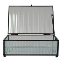 Scatola Portaoggetti Santorini, Grigio, Vetro, 13x20x7 cm, Seven Design