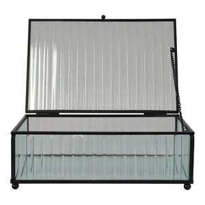 Scatola Portaoggetti Santorini, Grigio, Vetro, 13x20x7 cm, Seven Design