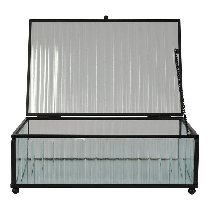 Scatola Portaoggetti Santorini, Grigio, Vetro, 13x20x7 cm, Seven Design