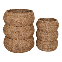 Set di 2 Cesti Portaoggetti Sarbas, Marrone,  	Erba Marina, 35x35x45 cm, Seven Design