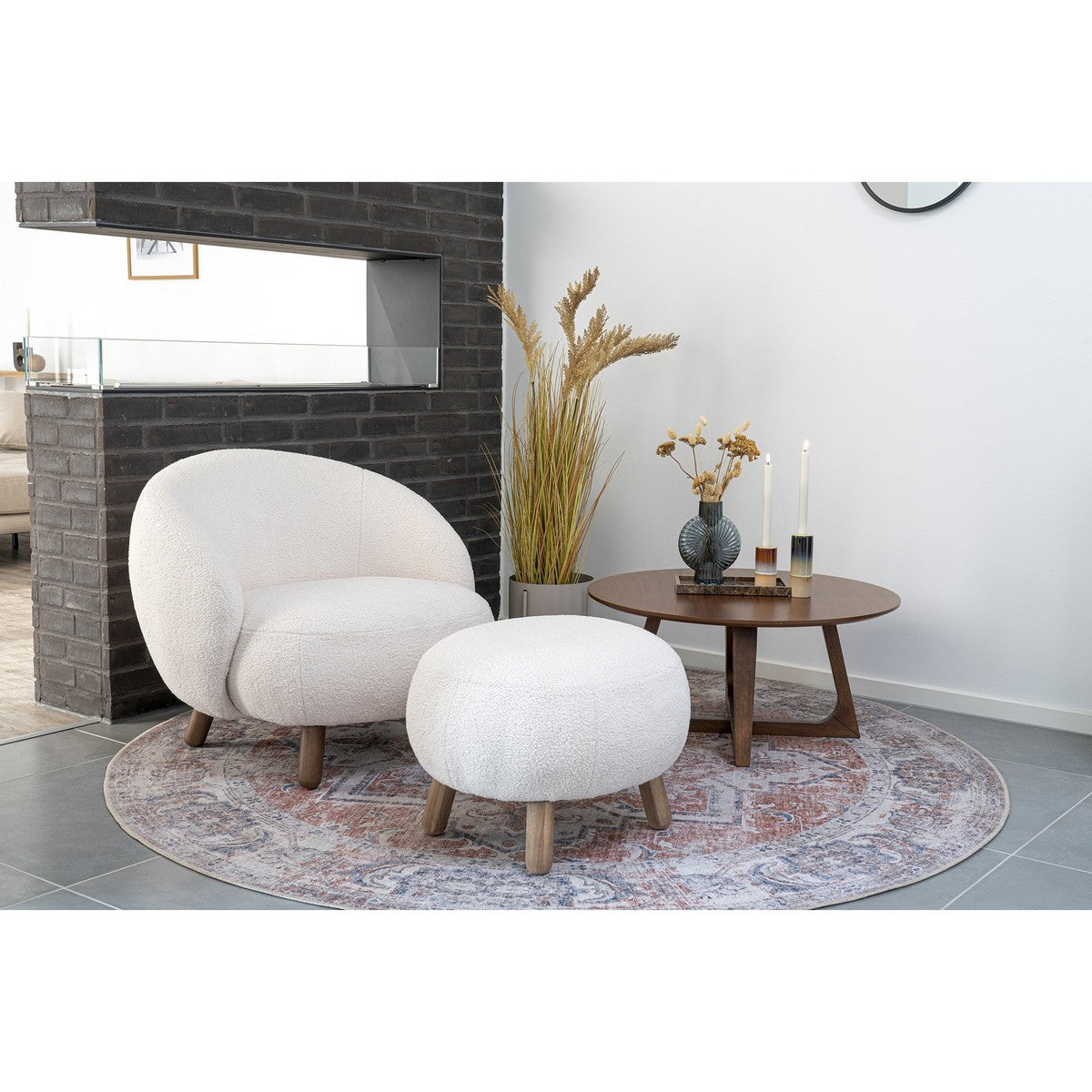 Pouf Savona, Bianco, Poliestere, 50x60x37 cm, Seven Design