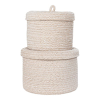 Set di 2 Cesti Portaoggetti Sebal, Beige, Cotone, 22x22x16 cm, Seven Design