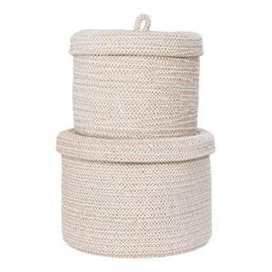 Set di 2 Cesti Portaoggetti Sebal, Beige, Cotone, 22x22x16 cm, Seven Design