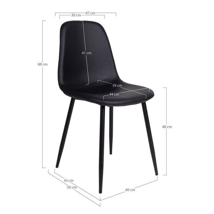 Set di 2 Sedie Stockholm, Nero, Plastica, 50x44x86 cm, Seven Design
