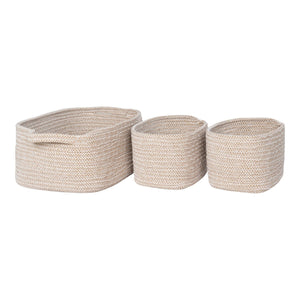 Set di 3 Cesti Portaoggetti Teixo, Beige, Cotone, 33x23x13 cm, Seven Design