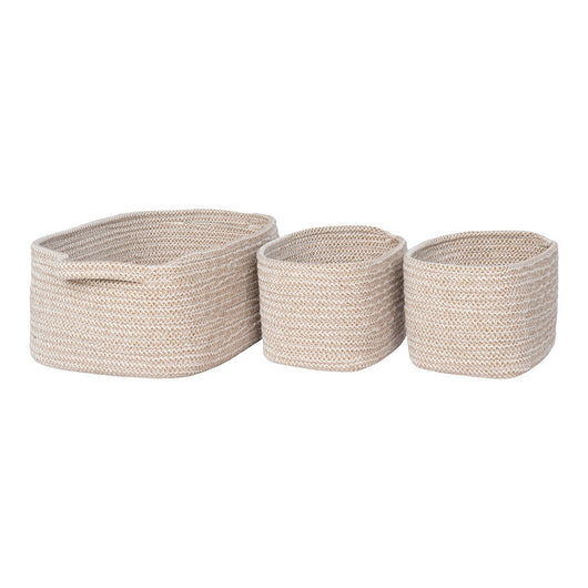 Set di 3 Cesti Portaoggetti Teixo, Beige, Cotone, 33x23x13 cm, Seven Design