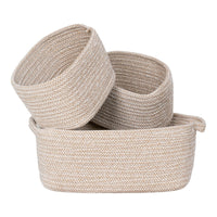 Set di 3 Cesti Portaoggetti Teixo, Beige, Cotone, 33x23x13 cm, Seven Design