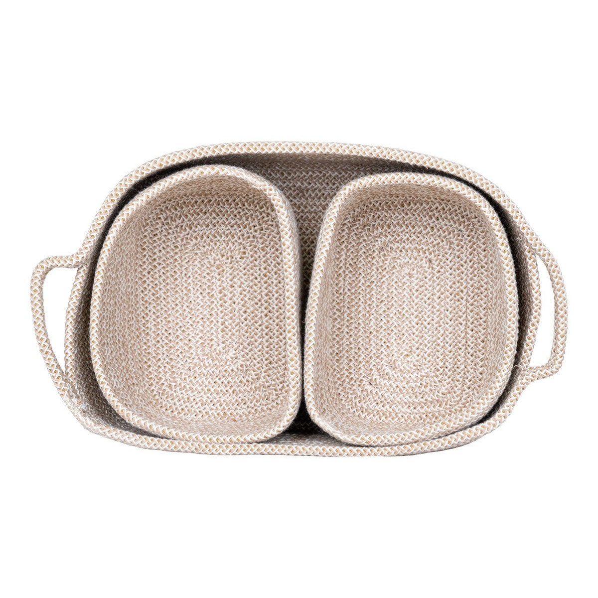 Set di 3 Cesti Portaoggetti Teixo, Beige, Cotone, 33x23x13 cm, Seven Design