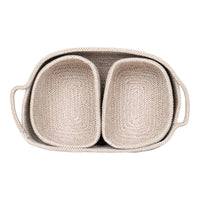 Set di 3 Cesti Portaoggetti Teixo, Beige, Cotone, 33x23x13 cm, Seven Design