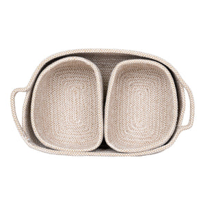 Set di 3 Cesti Portaoggetti Teixo, Beige, Cotone, 33x23x13 cm, Seven Design