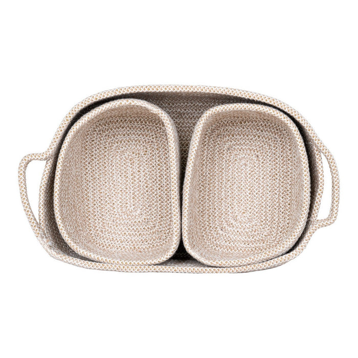 Set di 3 Cesti Portaoggetti Teixo, Beige, Cotone, 33x23x13 cm, Seven Design