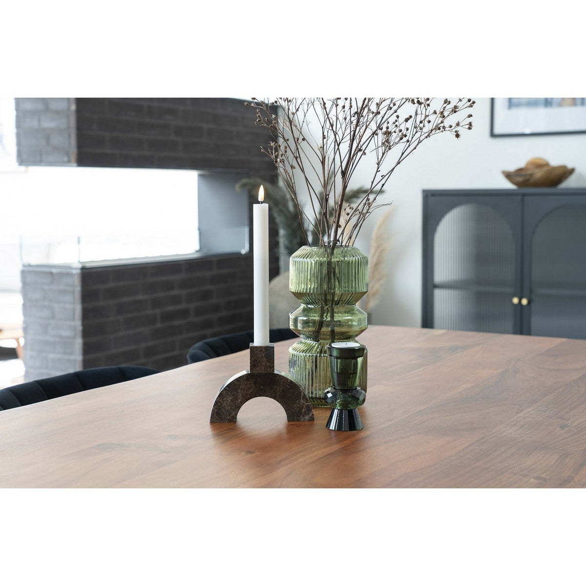 Vaso Decorativo Heather, Verde, Vetro, 12x12x25 cm, Seven Design