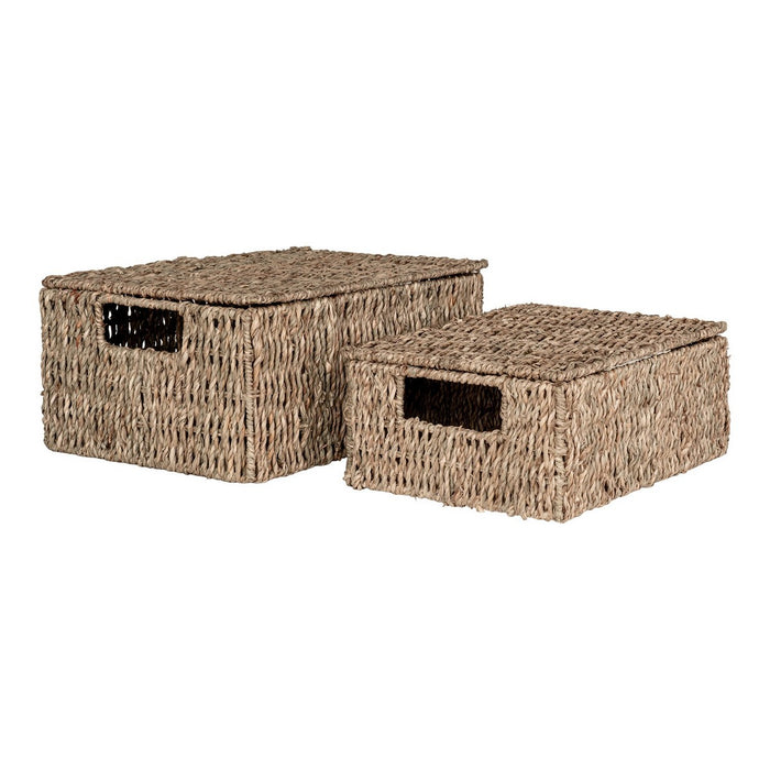 Set di 2 Cesti Portaoggetti Venoso, Marrone,  	Erba Marina, 33x24x15 cm, Seven Design