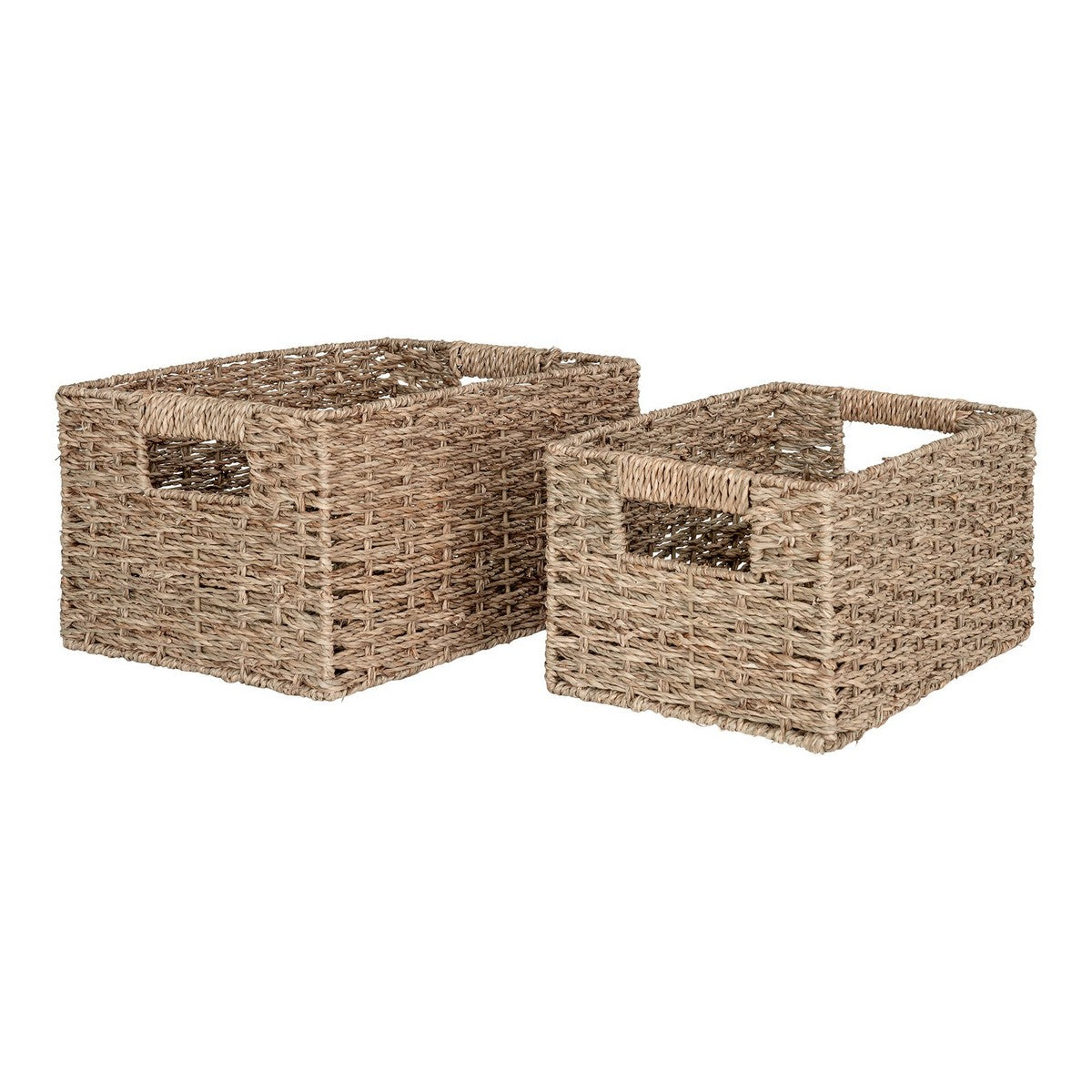 Set di 2 Cesti Portaoggetti Venoso, Marrone,  	Erba Marina, 35x24x18 cm, Seven Design