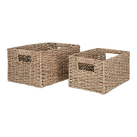 Set di 2 Cesti Portaoggetti Venoso, Marrone,  	Erba Marina, 35x24x18 cm, Seven Design