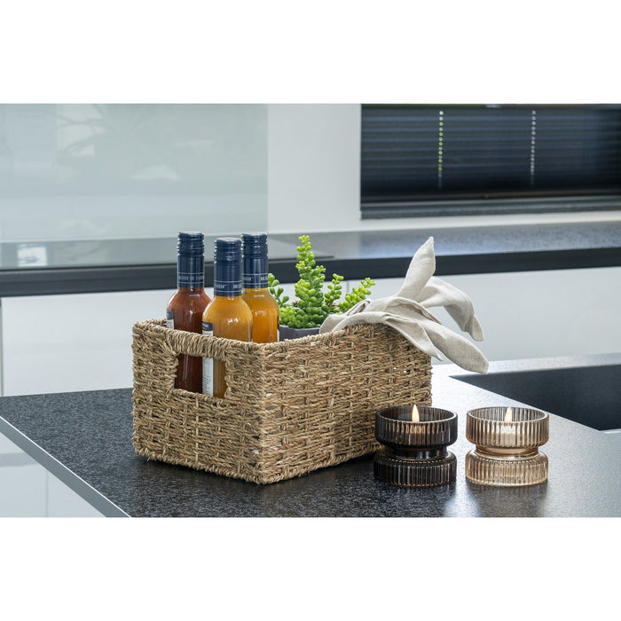 Set di 2 Cesti Portaoggetti Venoso, Marrone,  	Erba Marina, 35x24x18 cm, Seven Design