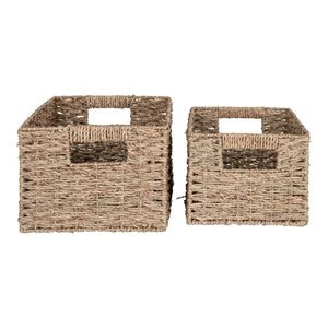 Set di 2 Cesti Portaoggetti Venoso, Marrone,  	Erba Marina, 35x24x18 cm, Seven Design