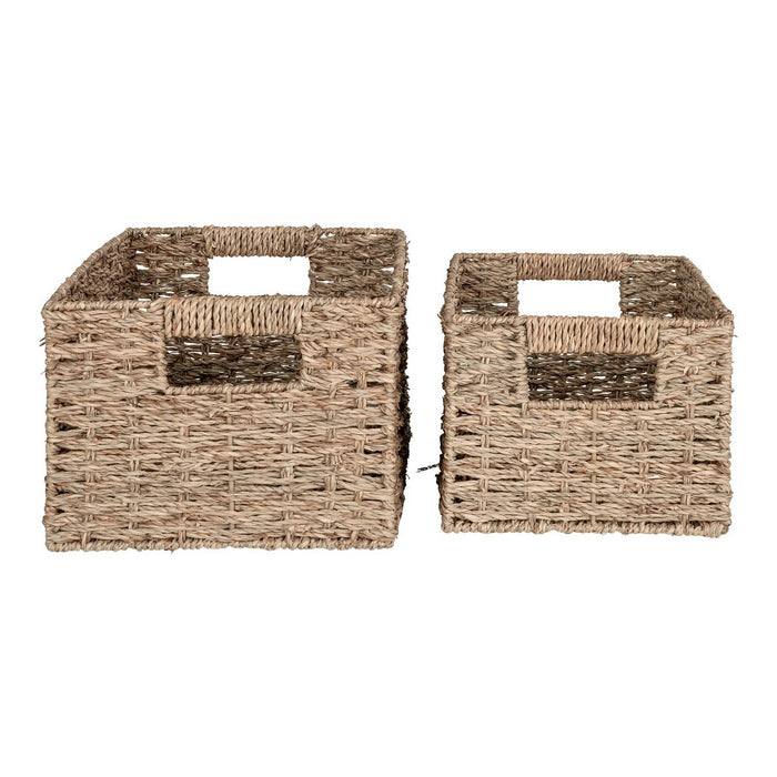 Set di 2 Cesti Portaoggetti Venoso, Marrone,  	Erba Marina, 35x24x18 cm, Seven Design