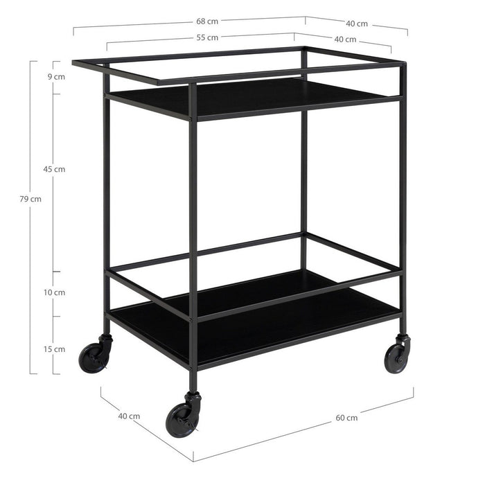 Carrello Vita, Nero, Metallo, 68x40x79 cm, Seven Design