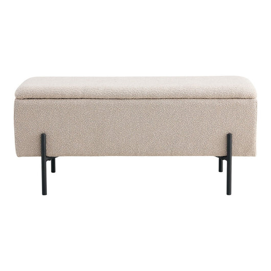 Panca con Portaoggetti Watford, Beige, Poliestere, 36,5x95x42 cm, Seven Design