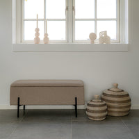Panca con Portaoggetti Watford, Beige, Poliestere, 36,5x95x42 cm, Seven Design