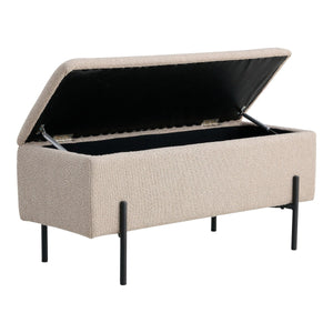 Panca con Portaoggetti Watford, Beige, Poliestere, 36,5x95x42 cm, Seven Design