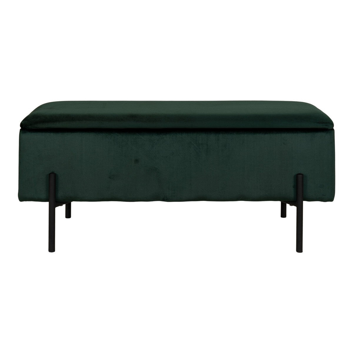 Panca con Portaoggetti Watford, Verde, Poliestere, 36,5x95x46 cm, Seven Design