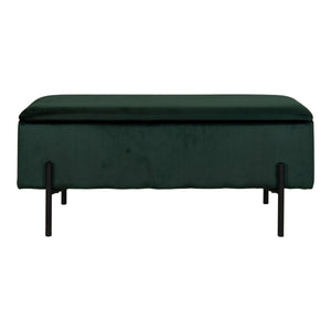 Panca con Portaoggetti Watford, Verde, Poliestere, 36,5x95x46 cm, Seven Design