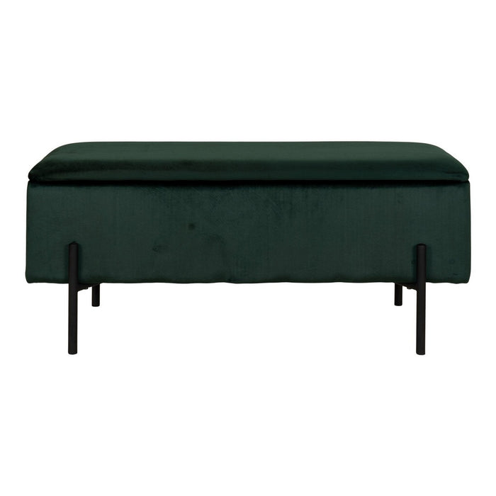 Panca con Portaoggetti Watford, Verde, Poliestere, 36,5x95x46 cm, Seven Design