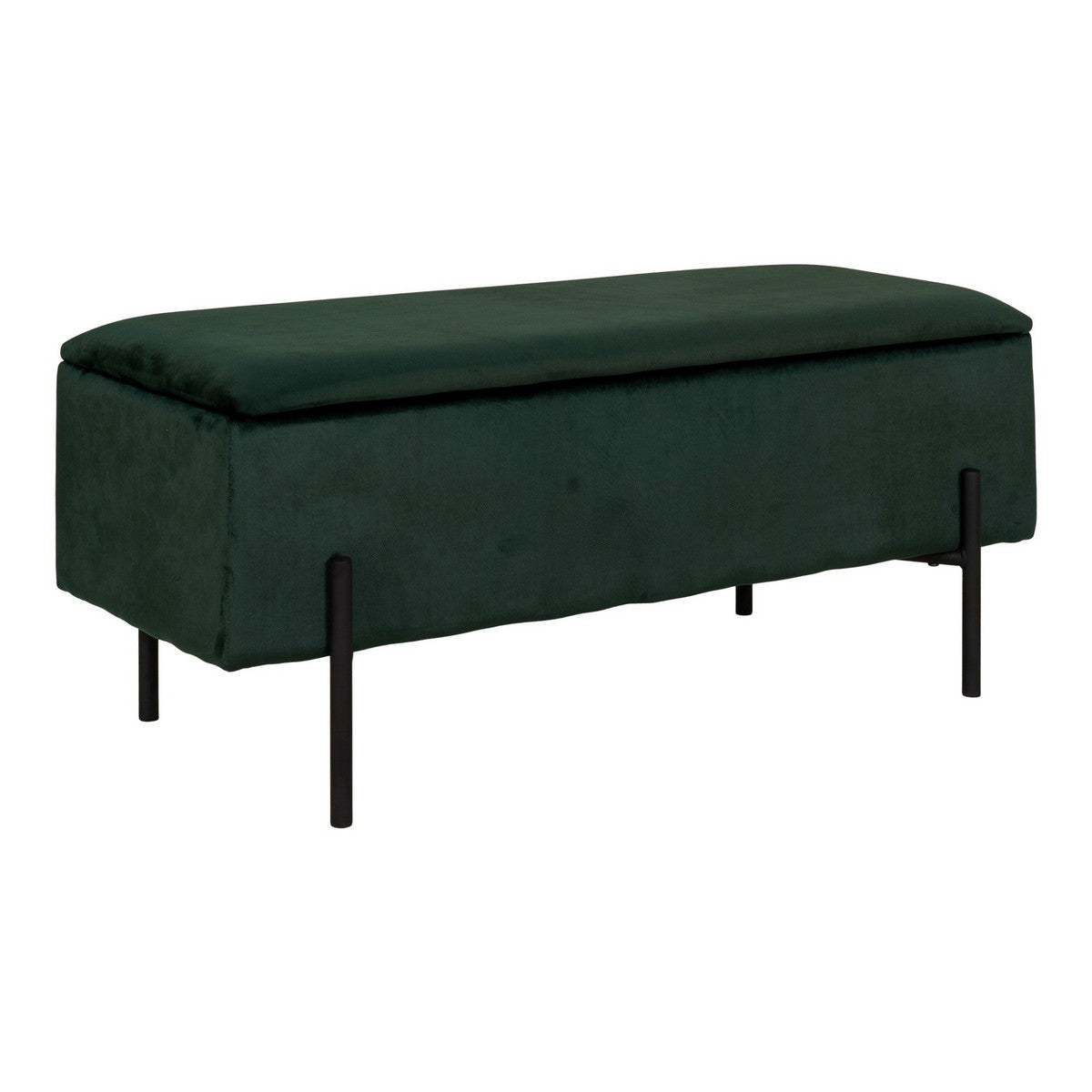 Panca con Portaoggetti Watford, Verde, Poliestere, 36,5x95x46 cm, Seven Design