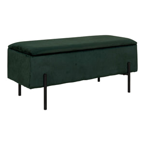 Panca con Portaoggetti Watford, Verde, Poliestere, 36,5x95x46 cm, Seven Design