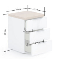 Comodino Idea, Bianco, Truciolare Melaminico, 45x55x43 cm, Seven Design