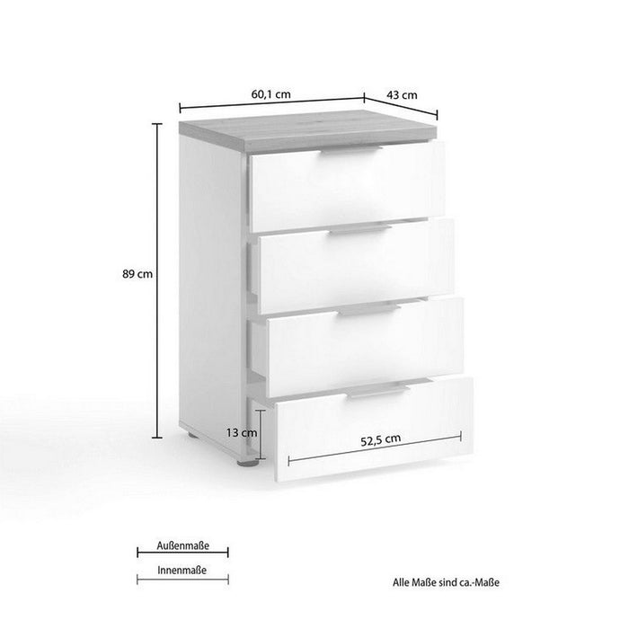 Comodino Idea, Bianco, Truciolare Melaminico, 45x55x43 cm, Seven Design