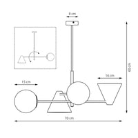 Lampada a Soffitto Astrid, Nero, Acciaio, 73x39x39 cm, Seven Design