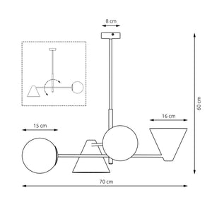 Lampada a Soffitto Astrid, Nero, Acciaio, 73x39x39 cm, Seven Design