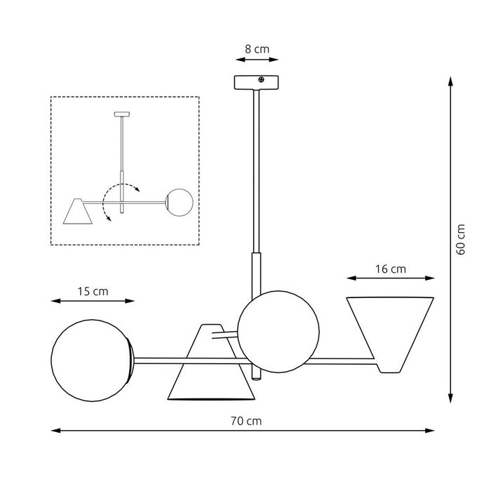Lampada a Soffitto Astrid, Nero, Acciaio, 73x39x39 cm, Seven Design