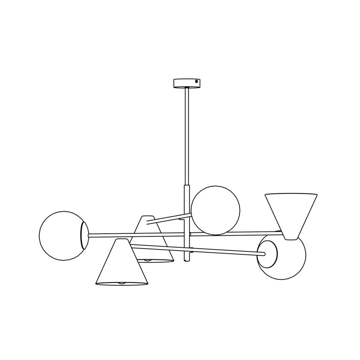 Lampada a Sospensione Astrid, Nero, Acciaio, 93x39x39 cm, Seven Design