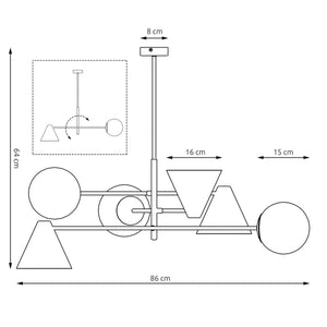 Lampada a Sospensione Astrid, Nero, Acciaio, 93x39x39 cm, Seven Design