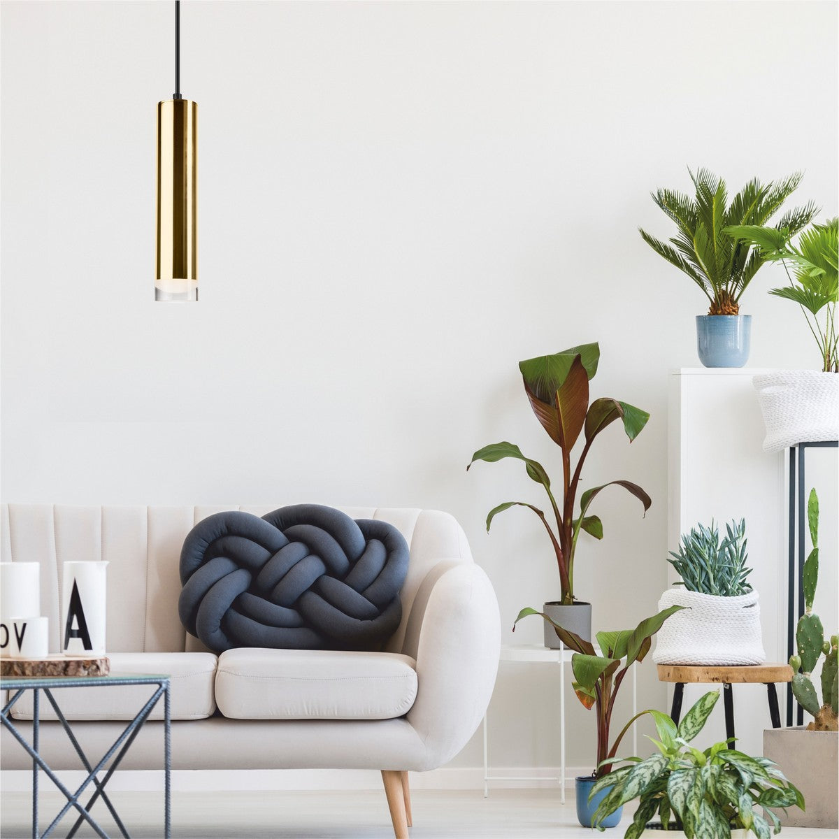 Lampada a Sospensione Diego, Oro, Acciaio, 8x8x100 cm, Seven Design