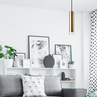 Lampada a Sospensione Diego, Oro, Acciaio, 8x8x100 cm, Seven Design