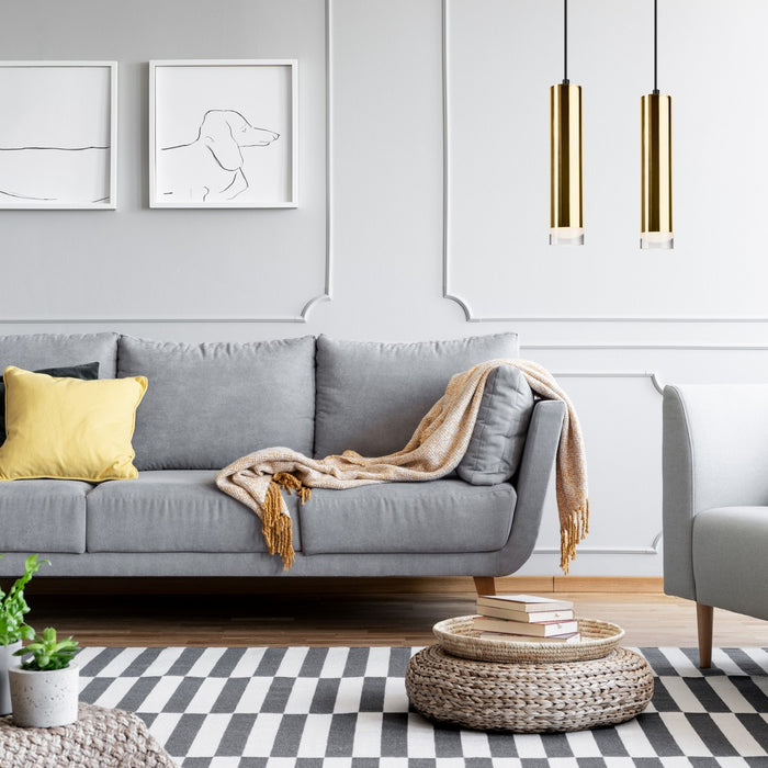 Lampada a Sospensione Diego, Oro, Acciaio, 32x32x99 cm, Seven Design