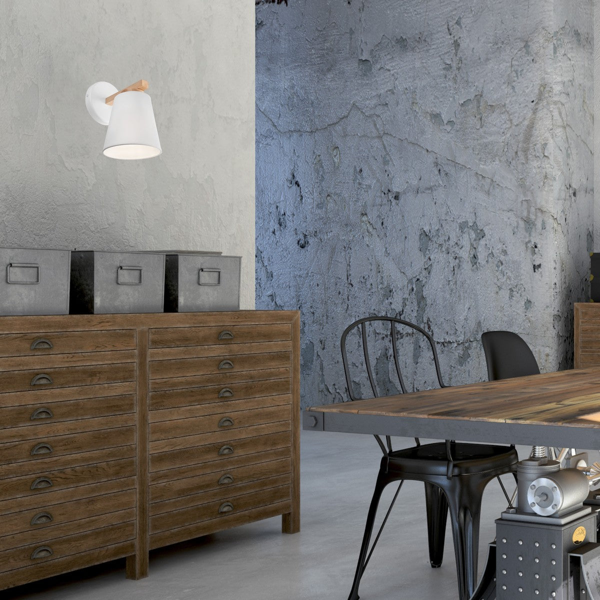 Lampada a Parete Ellie, Bianco, Acciaio, 22x22x24 cm, Seven Design