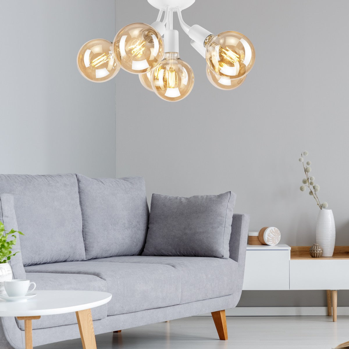 Lampada a Soffitto Viggo, Bianco, Acciaio, 28x28x17 cm, Seven Design