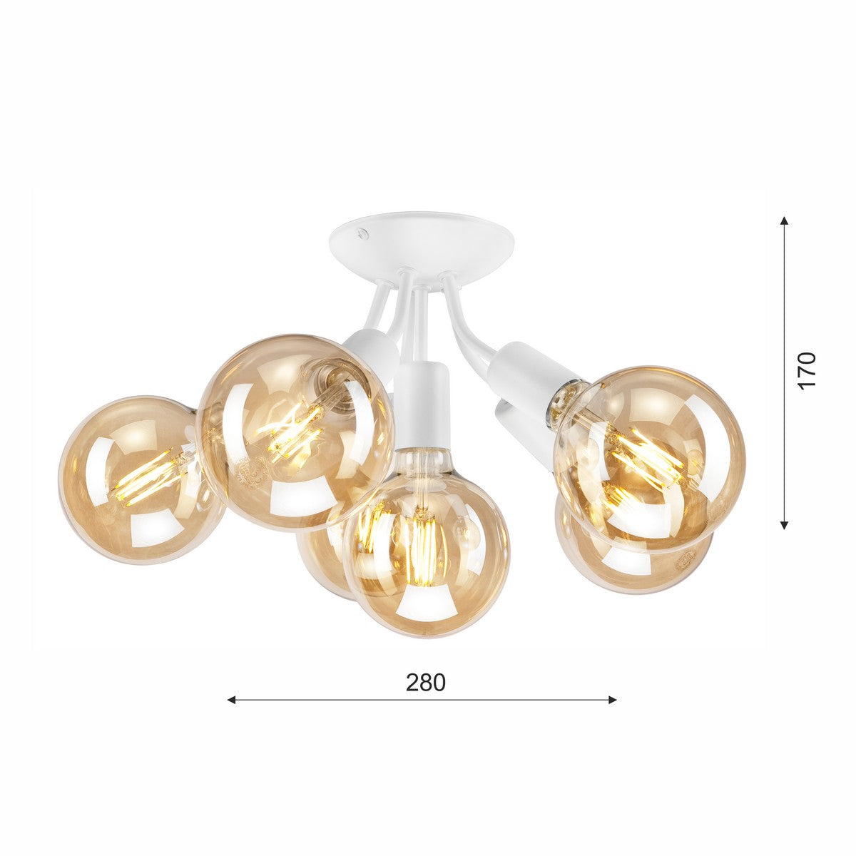 Lampada a Soffitto Viggo, Bianco, Acciaio, 28x28x17 cm, Seven Design