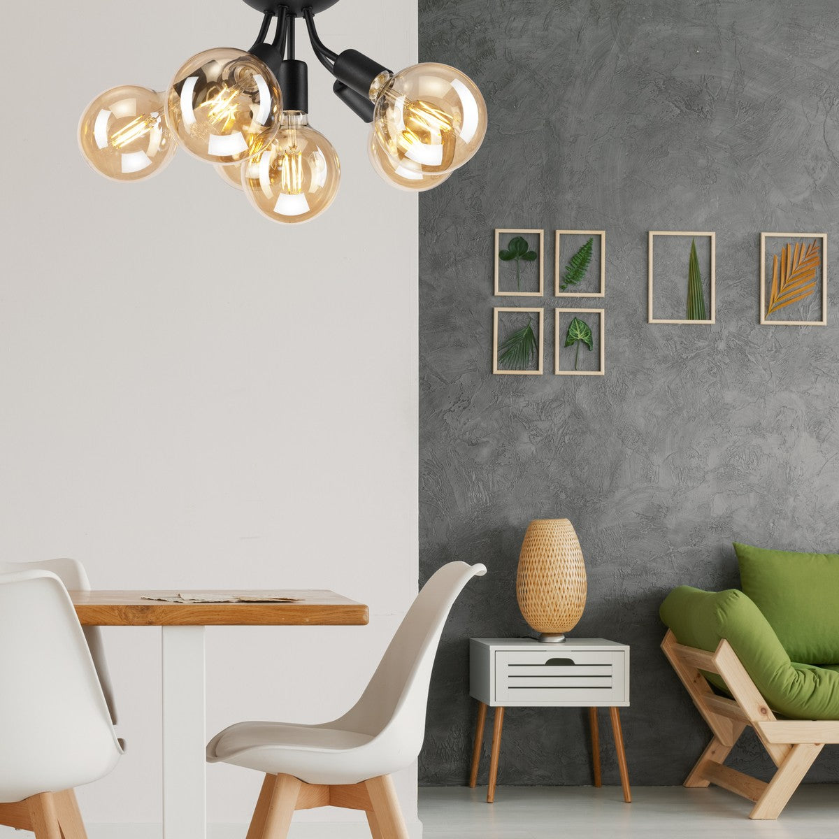 Lampada a Soffitto Viggo, Nero, Acciaio, 28x28x17 cm, Seven Design