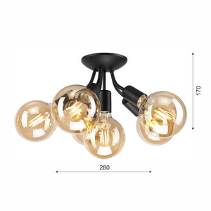 Lampada a Soffitto Viggo, Nero, Acciaio, 28x28x17 cm, Seven Design