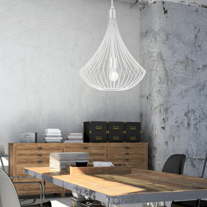 Lampada a Sospensione Balerina, Bianco, Acciaio, 38x38x90 cm, Seven Design